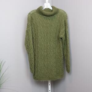 Olive Green Cable Knit Turtleneck Sweater Women’s Small